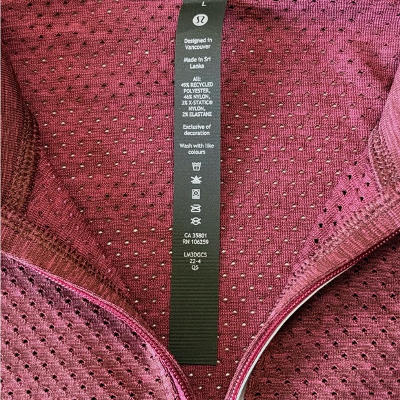 Lululemon Athletica Metal Vent Tech Midweight 1/2 Zip Size Large NWT - Picture 5 of 6